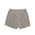 Striped boxer shorts in light grey and white with an elastic waistband and a relaxed fit. Features a logo.