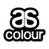 A black and white sticker featuring the text "as colour" with a logo design.