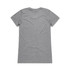 A grey T-shirt with short sleeves and a smooth back. It features a logo.