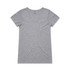 A grey V-neck T-shirt with a simple design and short sleeves, featuring a subtle logo.