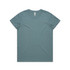 A teal basic t-shirt displayed flat, featuring short sleeves and a round neckline. It has a logo tag.