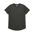 A black t-shirt on a white background featuring a round neckline and short sleeves. It has a logo on the tag.