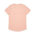 A peach-coloured T-shirt with a rounded hem and no visible branding on the back.