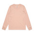 A long-sleeve T-shirt in a soft peach colour with a crew neck and a logo.