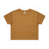 A mustard yellow crop tee with a simple design and a small logo. Short sleeves and relaxed fit.