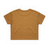 A cropped tee in a warm mustard colour, featuring a plain back design and a logo.