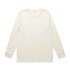 A long-sleeve t-shirt in a light cream colour, featuring a plain design and a logo on the neckline.