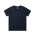 A navy blue t-shirt with a classic cut and short sleeves, featuring a logo on the label.