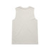A light beige, heavy faded tank top with a sleeveless design and a plain back. Features a logo.