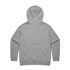A grey hoodie with a hood, featuring long sleeves and a simple design. It has a logo on the back.