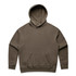 A brown hoodie with a front pocket and a hood, featuring a logo. Suitable for casual wear.