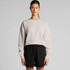A light grey cropped jumper with a relaxed fit, paired with black shorts, featuring a branding logo.