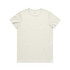 A light cream-coloured t-shirt with a round neckline, featuring a logo on the label.