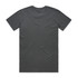 A grey T-shirt with a plain back design, featuring a logo on the lower side.
