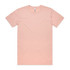 A plain pink t-shirt with short sleeves and a round neckline, featuring a small logo on the label.
