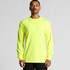 A long-sleeve tee in bright yellow, featuring a simple design and a small logo. Suitable for workwear.