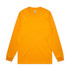 A long-sleeve T-shirt in bright yellow with a round neck and fitted cuffs. Features a logo.