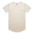 A cream-coloured Staple Curve Tee with a rounded hem and short sleeves. It features a logo on the label.