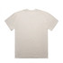 A beige T-shirt with a relaxed fit, featuring a plain back and a logo tag.