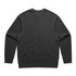 A black sweater with long sleeves and a rounded neckline, featuring a smooth back design and a branding logo.