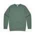 A green premium crew jumper with a classic crew neck and long sleeves, featuring a logo on the front.