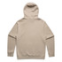 A beige hoodie with a hood and long sleeves, featuring a plain back design and ribbed cuffs.