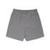 A pair of grey sports shorts with an elastic waistband and a small pocket at the back.