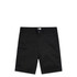 Plain black dress shorts featuring a button and zip fastening, with front and back pockets. Includes a logo.