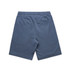 Faded blue sports shorts with an elastic waistband and a back pocket. Features a logo.