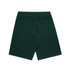 Green sports shorts featuring a back pocket and an elastic waistband. Includes a logo on the waistband.
