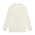 A long-sleeve tee shirt in a muted cream colour, featuring a simple design with a logo.