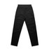 Black cargo pants featuring multiple pockets and a sleek, straight-leg design. The back view highlights the pocket details.