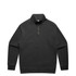 A black half-zip jacket featuring a high collar and a front zipper, with a simple design and no graphics.