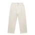 Cuffless track pants in a light beige colour, featuring an elastic waistband and side pockets. Includes a logo.