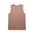 A tan sleeveless tank top with a smooth texture and a simple design. It features a logo on the back.