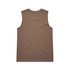 A brown sleeveless tank top with a simple design, featuring a branding logo on the rear.