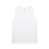 A plain white singlet tank top featuring a logo. The garment has no sleeves and a simple design.