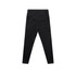 Black mid-rise leggings featuring a wide waistband and sleek design. Includes a logo on the waistband.