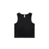 A black active crop tank top with a simple design and a logo.