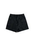 Linen shorts in black with an elastic waistband and drawstring, featuring a simple design and no embellishments.