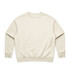 A beige crew jumper with a simple design and a logo on the label. The fabric appears soft and comfortable.
