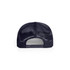 A dark navy mesh trucker cap with an adjustable strap, featuring a mesh back for breathability.