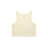 A light yellow crop singlet with a simple design and a logo on the label.