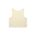 A pale yellow crop singlet featuring a simple design and a logo on the back.