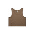 A brown crop singlet with a classic sleeveless design and a label inside. Features a plain style with no additional graphics.