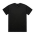 A plain black T-shirt with a simple design and a logo on the label. Suitable for casual wear.