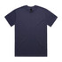 A dark navy t-shirt with short sleeves and a classic crew neck design, featuring a logo on the tag.