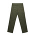 Utility cargo pants in olive green, featuring multiple pockets and a classic fit, with a visible logo on the waistband.