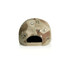 A soft camo cap featuring a beige and brown pattern, with an adjustable back strap and a branding logo.