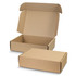 A kraft cardboard die cut box with a locking lid, featuring an open box on top and a closed box underneath.